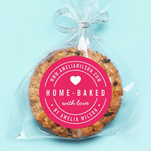 BEWERKBARE Kleur Vet Home-baked Met Liefde Hart Ronde Sticker