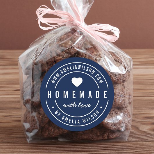 BEWERKBARE Kleur Vet Zelfgemaakt met Liefde Hart Ronde Sticker