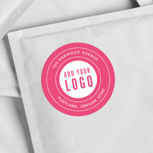 Bewerkbare kleur Voeg je grensadres voor Logo toe Ronde Sticker