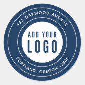 Bewerkbare kleur Voeg je grensadres voor Logo toe Ronde Sticker (Voorkant)