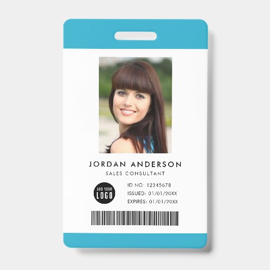 Bewerkbare Kleur Voeg Logo Streepjescode Werknemer Badge (Voorzijde)