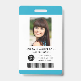 Bewerkbare Kleur Voeg Logo Streepjescode Werknemer Badge