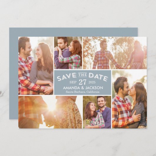 Bewerkbare kleur voor fotovitrine De Kaart Datum o (Voorkant / Achterkant)