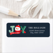 BEWERKBARE KLEUR Vreugdevolle Sneeuwman Vakantiead Etiket (Insitu)