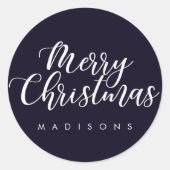 BEWERKBARE KLEUR Vrolijke Kerstvakantie Elegant Ronde Sticker (Voorkant)