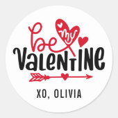 Bewerkbare Kleur Wees Mijn Valentijn Ronde Sticker (Voorkant)
