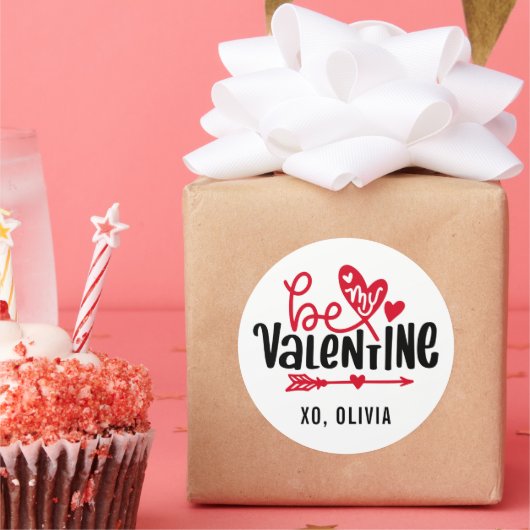 Bewerkbare Kleur Wees Mijn Valentijn Ronde Sticker (Feest)