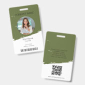 Bewerkbare kleur werknemer ID foto, QR & barcode Badge (Voor- en achterkant)