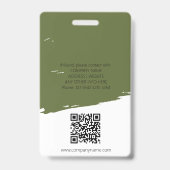 Bewerkbare kleur werknemer ID foto, QR & barcode Badge (Achterkant)