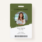 Bewerkbare kleur werknemer ID foto, QR & barcode Badge (Voorkant)