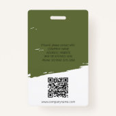 Bewerkbare kleur werknemer ID foto, QR & barcode Badge (Achterkant)