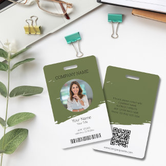 Bewerkbare kleur werknemer ID foto, QR & barcode Badge