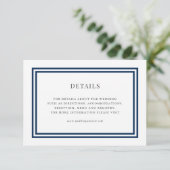 Bewerkbare kleur witte strepen bruiloft details informatiekaartje (Staand voorkant)
