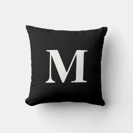 Bewerkbare Kleur Zwart Wit Monogram Kussen