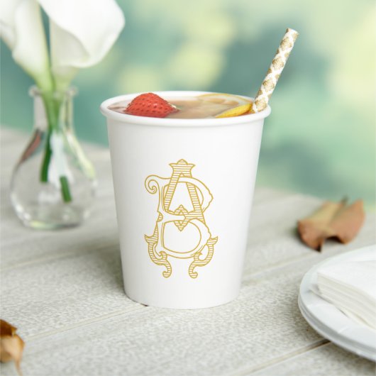 BEWERKBARE KLEUREN AB Monogram BA Monogram Cups Papieren Bekers (Insitu)