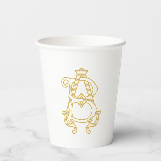 BEWERKBARE KLEUREN AB Monogram BA Monogram Cups Papieren Bekers (Achterkant)