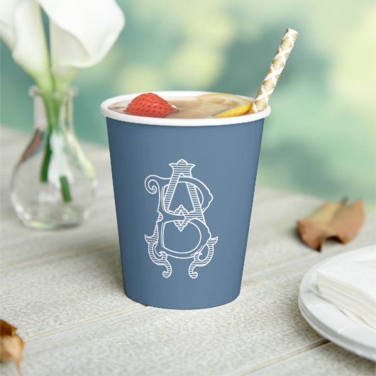BEWERKBARE KLEUREN AB Monogram BA Monogram Cups Papieren Bekers (Insitu)