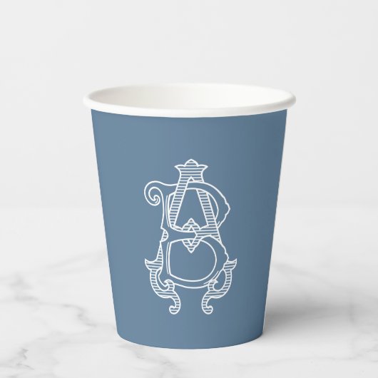 BEWERKBARE KLEUREN AB Monogram BA Monogram Cups Papieren Bekers (Achterkant)