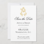 BEWERKBARE KLEUREN AB Monogram BA Monogram Uitnodi Save The Date (Voorkant)