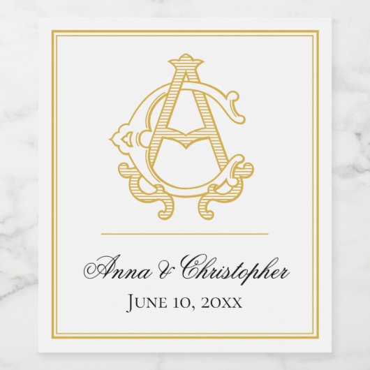 BEWERKBARE KLEUREN AC Monogram CA Monogram Wijnlab Wijn Etiket (Enkel label)