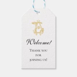 BEWERKBARE KLEUREN AE Monogram EA Logo Favor Tag Cadeaulabel