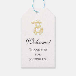 BEWERKBARE KLEUREN AE Monogram EA Logo Favor Tag Cadeaulabel