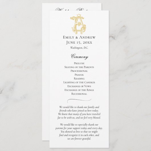 BEWERKBARE KLEUREN AE Monogram EA Monogram Program Programmakaart (Voorkant / Achterkant)