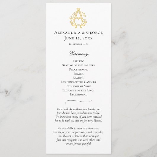 BEWERKBARE KLEUREN AG Monogram GA Monogram Program Programmakaart (Voorkant)