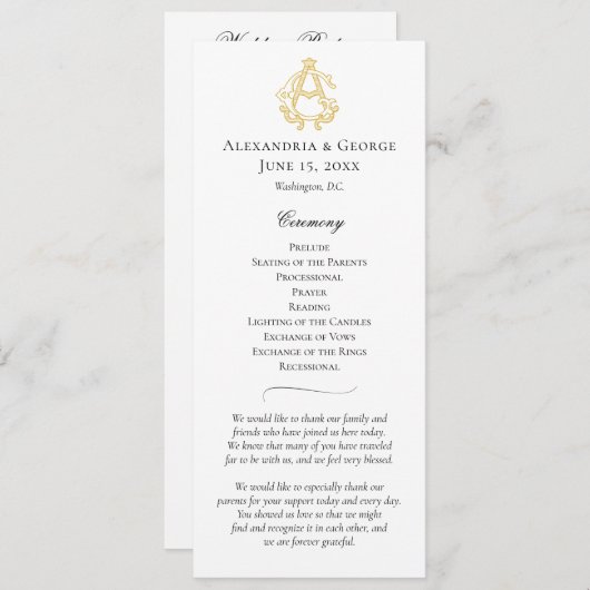 BEWERKBARE KLEUREN AG Monogram GA Monogram Program Programmakaart (Voorkant / Achterkant)