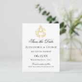 BEWERKBARE KLEUREN AG Monogram GA Monogram Uitnodi Save The Date (Staand voorkant)