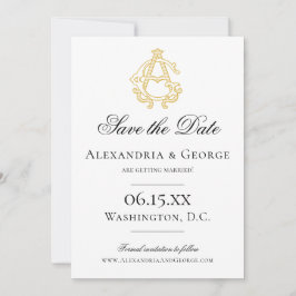 BEWERKBARE KLEUREN AG Monogram GA Monogram Uitnodi Save The Date