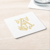 BEWERKBARE KLEUREN AJ Monogram JA Logo Onderzetter (Schuin)