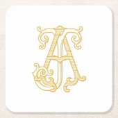 BEWERKBARE KLEUREN AJ Monogram JA Logo Onderzetter (Voorkant)