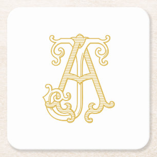 BEWERKBARE KLEUREN AJ Monogram JA Logo Onderzetter