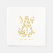 BEWERKBARE KLEUREN AJ Monogram JA Monogram servett Servet (Voorkant)