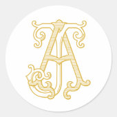 BEWERKBARE KLEUREN AJ Monogram JA Monogram Sticker (Voorkant)