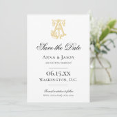 BEWERKBARE KLEUREN AJ Monogram JA Monogram Uitnodi Save The Date (Staand voorkant)