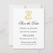 BEWERKBARE KLEUREN AJ Monogram JA Monogram Uitnodi Save The Date (Voorkant)