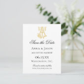 BEWERKBARE KLEUREN AJ Monogram JA Monogram Uitnodi Save The Date (Staand voorkant)
