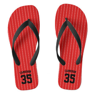 Bewerkbare Kleuren Baseball Jersey Strepen Naam Teenslippers