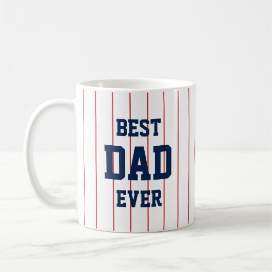 Bewerkbare kleuren Baseball Stripes Beste vader oo Koffiemok (Links)