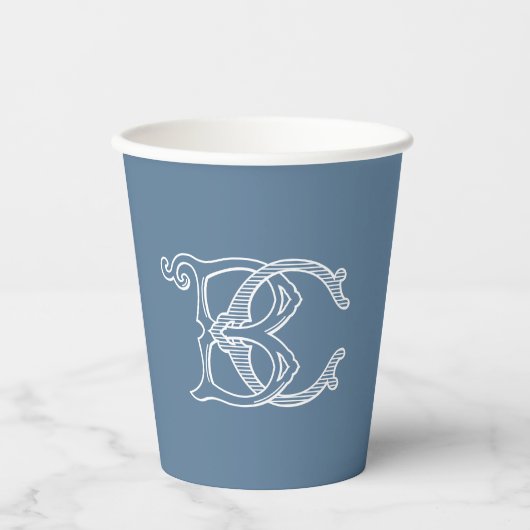 BEWERKBARE KLEUREN BC Monogram CB Monogram Kopjes Papieren Bekers (Voorkant)
