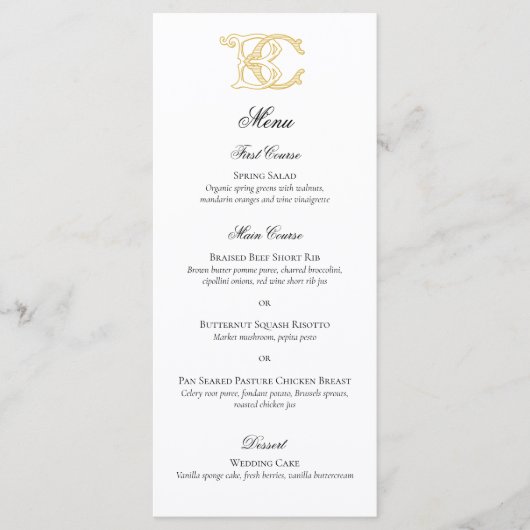 BEWERKBARE KLEUREN BC Monogram CB Monogram Menu (Voorkant)