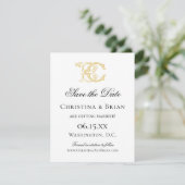 BEWERKBARE KLEUREN BC Monogram CB Monogram Uitnodi Save The Date (Staand voorkant)