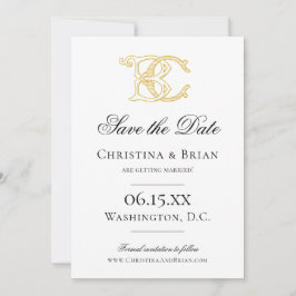 BEWERKBARE KLEUREN BC Monogram CB Monogram Uitnodi Save The Date