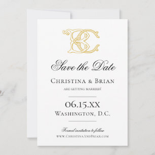 BEWERKBARE KLEUREN BC Monogram CB Monogram Uitnodi Save The Date
