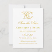 BEWERKBARE KLEUREN BC Monogram CB Monogram Uitnodi Save The Date (Voorkant)