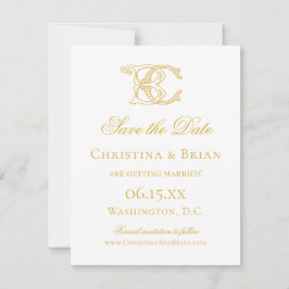 BEWERKBARE KLEUREN BC Monogram CB Monogram Uitnodi Save The Date