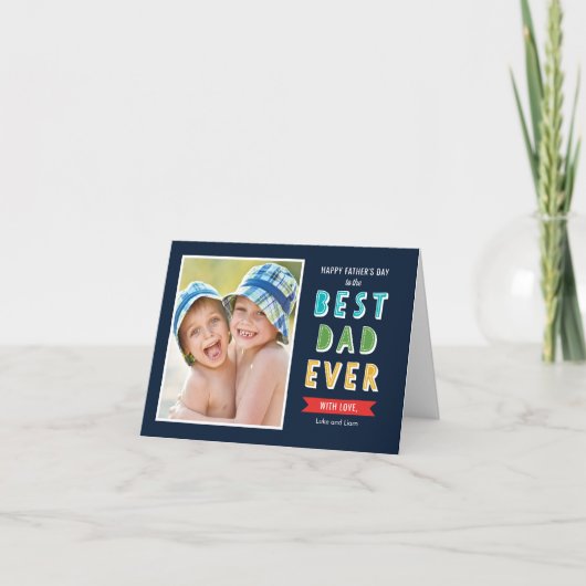 Bewerkbare kleuren Beste pap ooit Vaderdag Kaart (Voorkant)