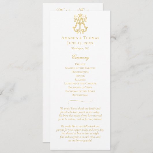 BEWERKBARE KLEUREN BIJ Monogram TA Monogram Progra Programmakaart (Voorkant / Achterkant)